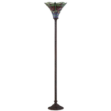 Dragonfly Tiffany Style 71" Torchiere LED Floor Lamp - JONATHAN Y